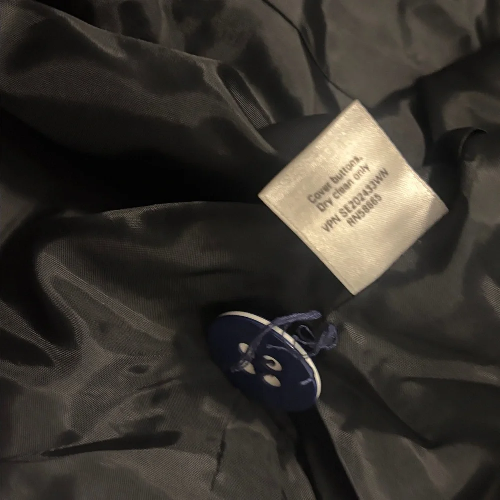 VTG Semantiks Dark Blue & Black Gingham Silk Linen Trench Coat SZ 22W peacoat - Picture 4 of 15